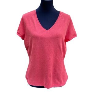 Talbots Womens Size PL Coral Cap Sleeve Sweater V-Neck Knit Top All Season Wear